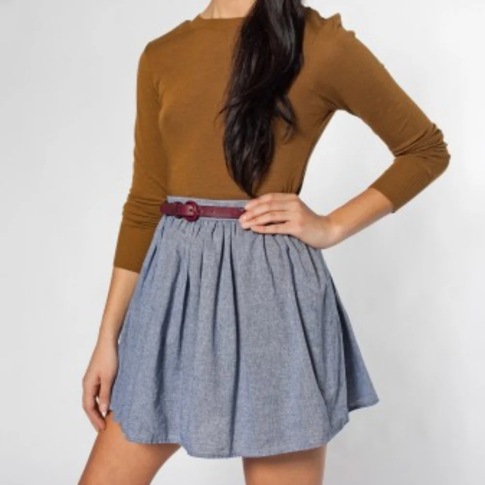 3/ $25 American Apparel denim chambray skater skirt XS - Picture 1 of 8